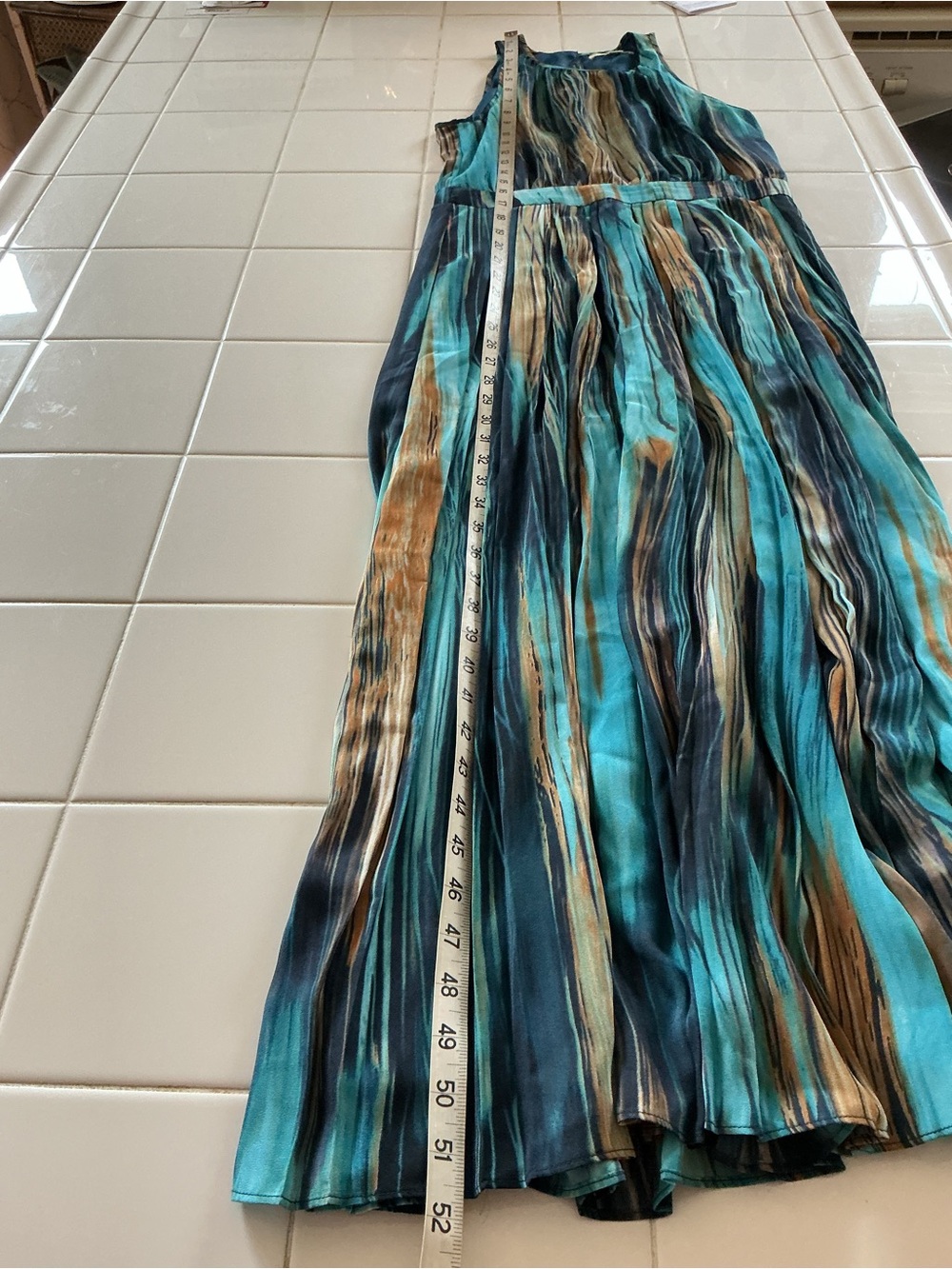 Anthropologie Paper Crown "Rivier" BlueAbstract Midi Dress - Picture 10 of 12